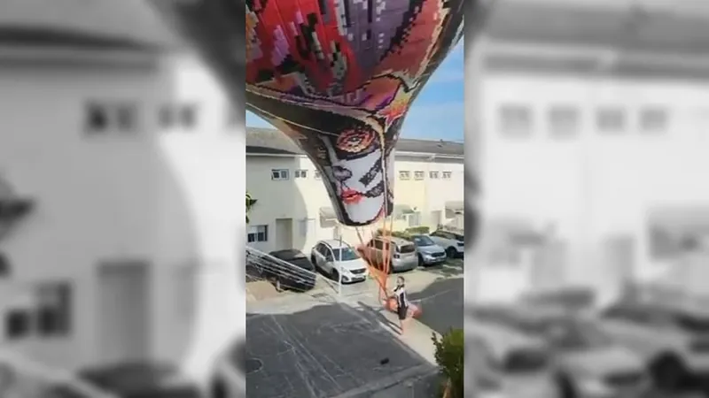 Balão de grande porte cai em condomínio residencial, em Jacareí